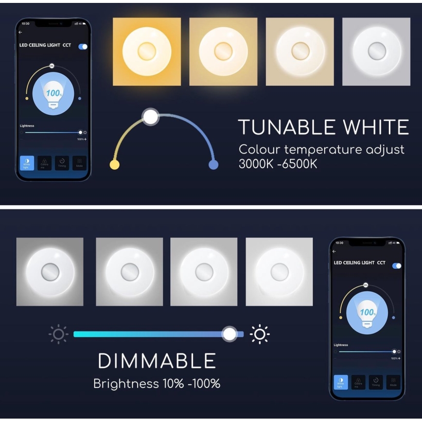 Aigostar - LED RGBW dimbar taklampa 18W/230V Ø 34 cm Wi-Fi