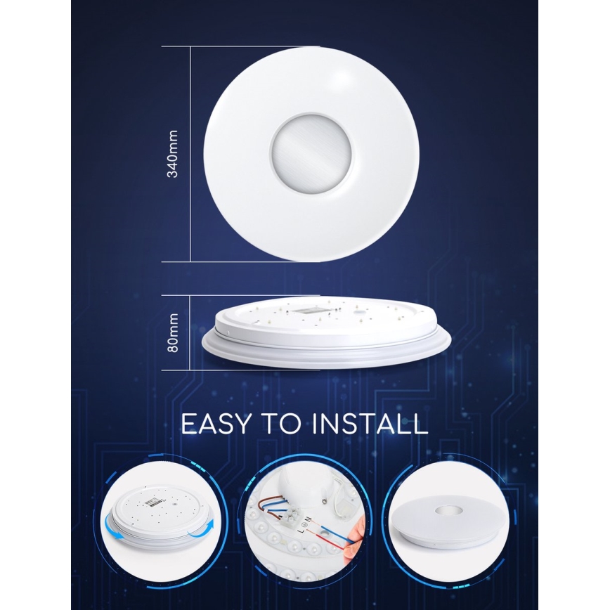 Aigostar - LED RGBW dimbar taklampa 18W/230V Ø 34 cm Wi-Fi