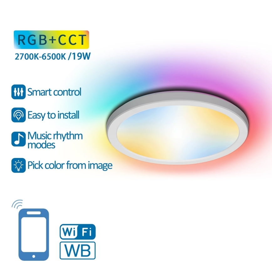 Aigostar - LED RGBW dimbar taklampa LED/19W/230V 2700-6500K Wi-Fi
