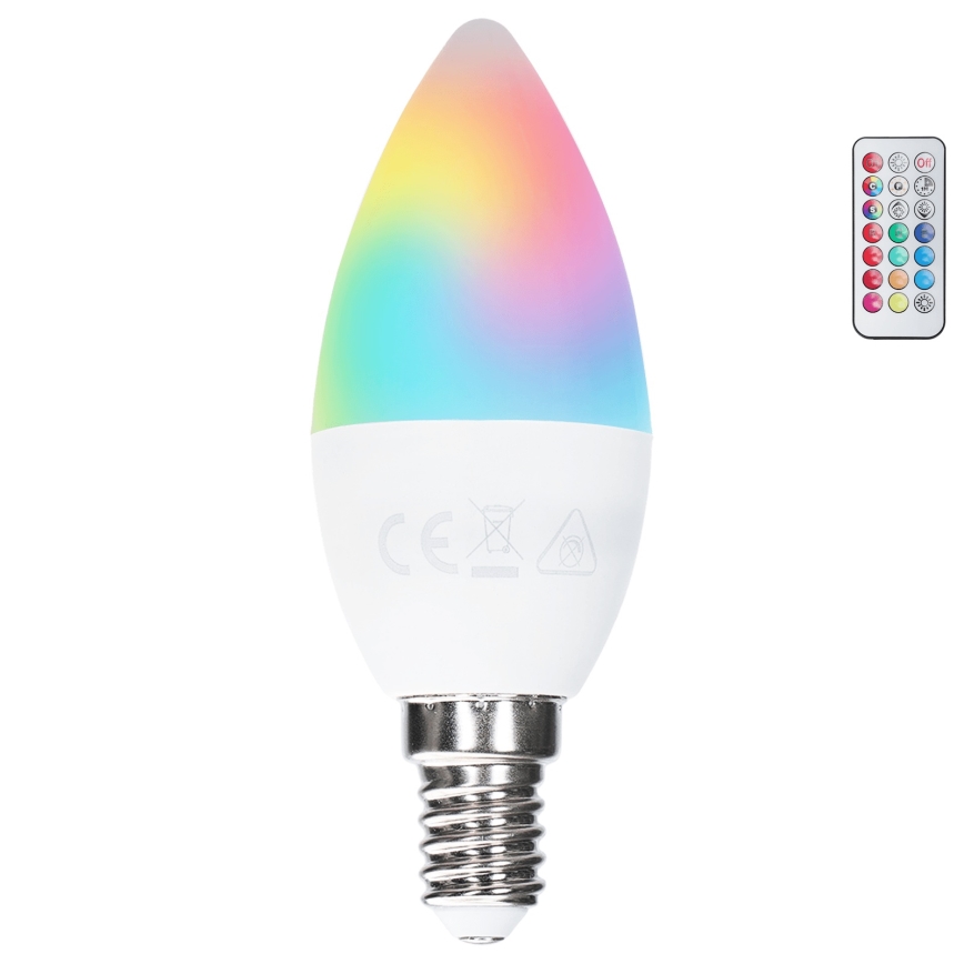 Aigostar - Dimmbar LED RGBW-lampa C37 E14/6W/230V 3000K + fjärrkontroll