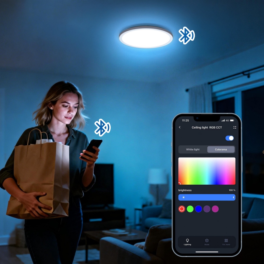 Aigostar - LED RGBW dimbar takarmatur MESH LED/24W/230V 3000-6500K svart + fjärrkontroll