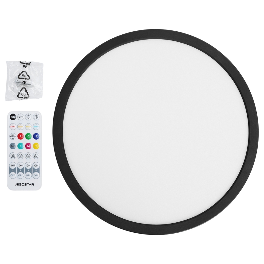 Aigostar - LED RGBW dimbar takarmatur MESH LED/24W/230V 3000-6500K svart + fjärrkontroll