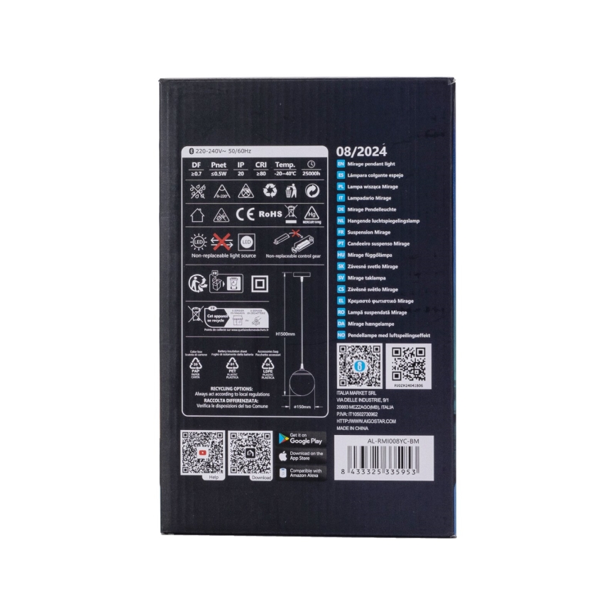 Aigostar - LED RGBW Ljusreglerad ljuskrona på textilsladd MESH LED/8W/230V 2700-6500K vit + fjärrkontroll