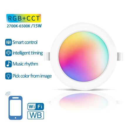 Aigostar - LED RGBW Ljusreglerad upphängd taklampa LED/15W/230V 2700-6500K diameter 17,5 cm Wi-Fi