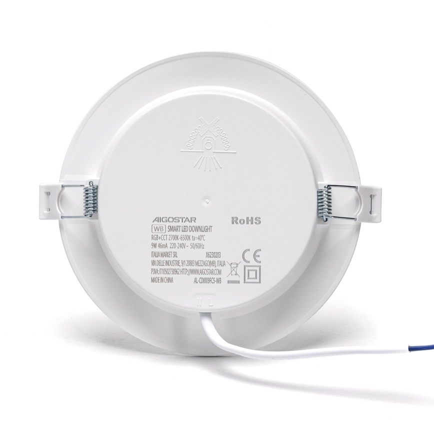 Aigostar - LED RGBW Ljusreglerad upphängd taklampa LED/9W/230V 2700-6500K diameter 14,5 cm Wi-Fi