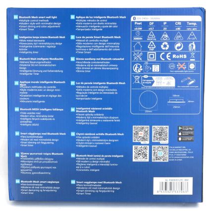 Aigostar - LED RGBW Ljusreglerad vägglampa MESH Smart LED/12W/230V 2700-6500K vit + fjärrkontroll