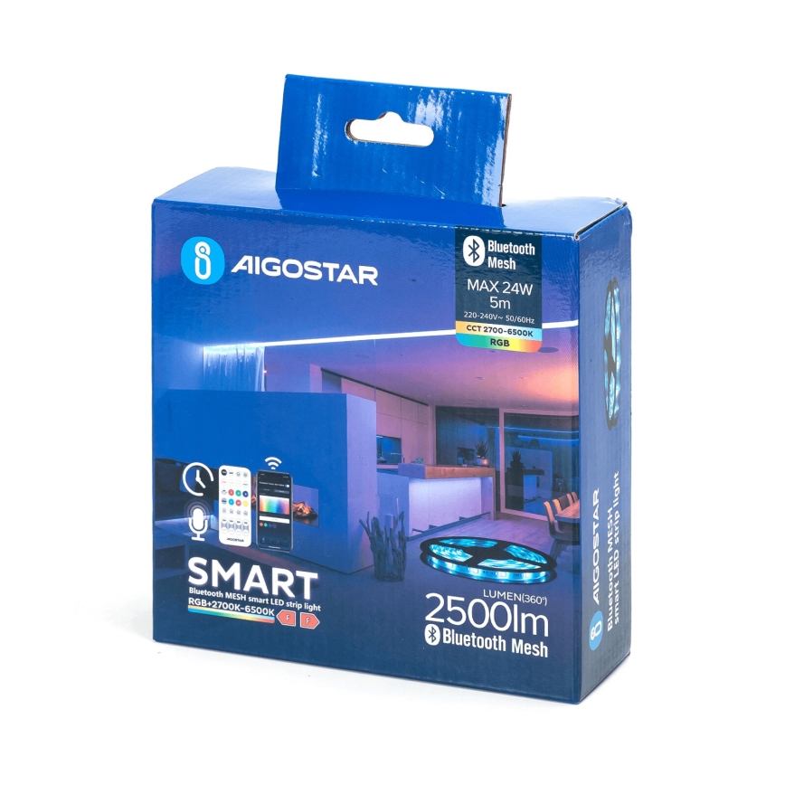 Aigostar - LED RGBW dimbar remsa 5m MESH Smart LED/24W/230V 2700-6500K + fjärrkontroll