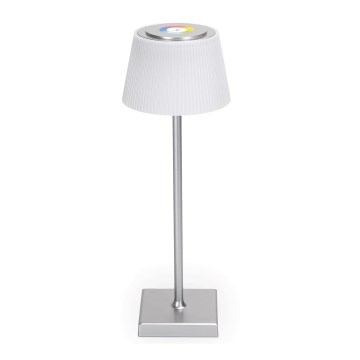 Aigostar - LED RGBW Utomhusbordslampa med dimmer, uppladdningsbar LED/4W/5V 3600mAh vit/matt krom IP54