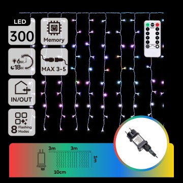 Aigostar - LED RGBY Utomhus julslinga 300xLED/8 funktioner 3x1m IP44 + fjärrkontroll