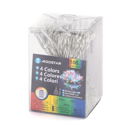 Aigostar - LED-slinga 100xLED/3xAA 10,3m flerfärgad