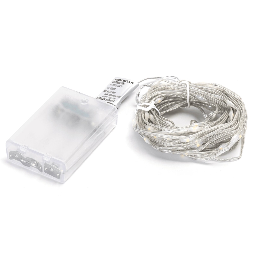 Aigostar - LED-slinga 100xLED/3xAA 10,3m varmvit