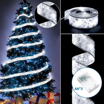 Aigostar - LED-ljusslinga 100xLED/3xAA 10 m varmvit silverfärgad