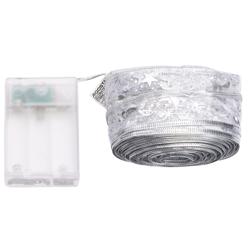 Aigostar - LED-ljusslinga 100xLED/3xAA 10 m varmvit silverfärgad