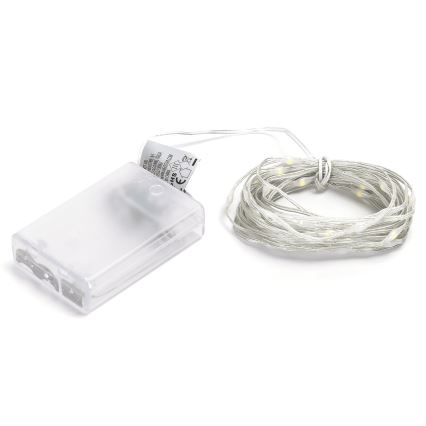 Aigostar - LED-slinga 50xLED/3xAA 5,3 m kallvit