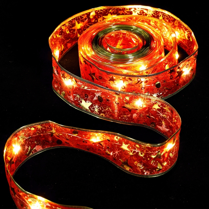 Aigostar - LED-slinga 50xLED/3xAA 5m varmvit, röd