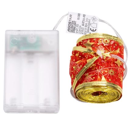 Aigostar - LED-slinga 50xLED/3xAA 5m varmvit, röd