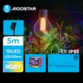 Aigostar - LED Solar Dekorativ slinga 10xLED/8 funktioner 5,5m IP65 Flerfärgad