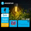 Aigostar - LED Solar Dekorativ slinga 10xLED/8 funktioner 5,5m IP65 varm vit