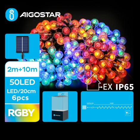 Aigostar - LED Solar Dekorativ slinga 50xLED/8 funktioner 12m IP65 Flerfärgad
