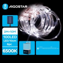 Aigostar - LED Solar Julkedja 100xLED/8 funktioner 12m IP65 kall vit