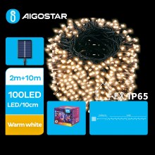 Aigostar - LED Solar Julkedja 100xLED/8 funktioner 12m IP65 varm vit
