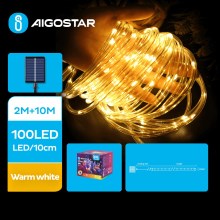 Aigostar - LED Solar Julkedja 100xLED/8 funktioner 12m IP65 varm vit
