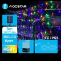Aigostar - LED Solar Julkedja 100xLED/8 funktioner 4,5x1,5m IP65 Flerfärgad