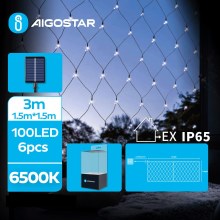 Aigostar - LED Solar Julkedja 100xLED/8 funktioner 4,5x1,5m IP65 kall vit