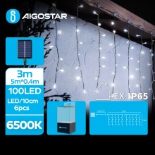Aigostar - LED Solar Julkedja 100xLED/8 funktioner 8x0,4m IP65 kall vit
