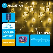 Aigostar - LED Solar Julkedja 100xLED/8 funktioner 8x0,6m IP65 varm vit