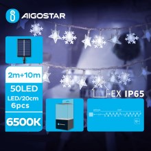 Aigostar - LED Solar Julkedja 50xLED/8 funktioner 12m IP65 kall vit