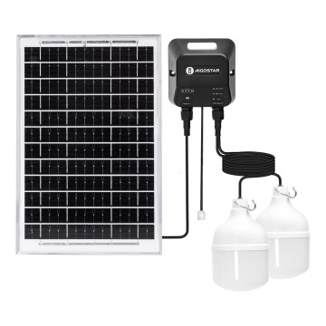 Aigostar - LED solarlampa 2xLED/35W/12V 6000 mAh 6500K IP65 Ø 10 cm + fjärrkontroll