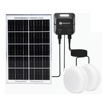 Aigostar - LED-solarlampa 2xLED/35W/12V 6000 mAh 6500K IP65 Ø 16,8 cm + fjärrkontroll