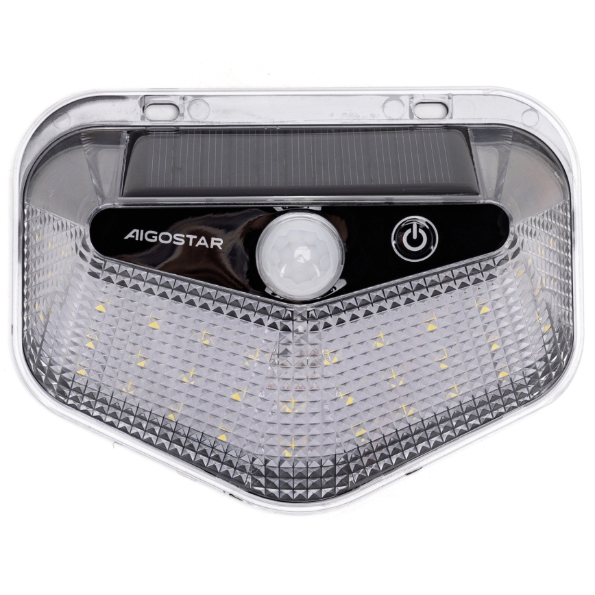 Aigostar - LED-solarlampa med sensor, LED/3,7 V, 6500 K, 500 mAh, IP65, svart