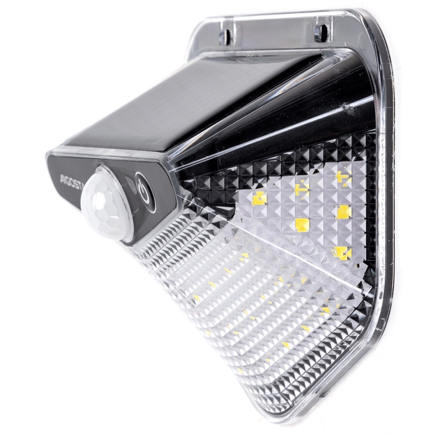 Aigostar - LED-solarlampa med sensor, LED/3,7 V, 6500 K, 500 mAh, IP65, svart