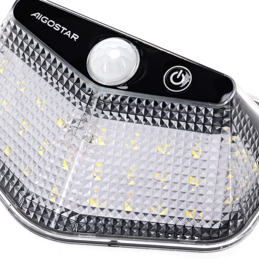 Aigostar - LED-solarlampa med sensor, LED/3,7 V, 6500 K, 500 mAh, IP65, svart