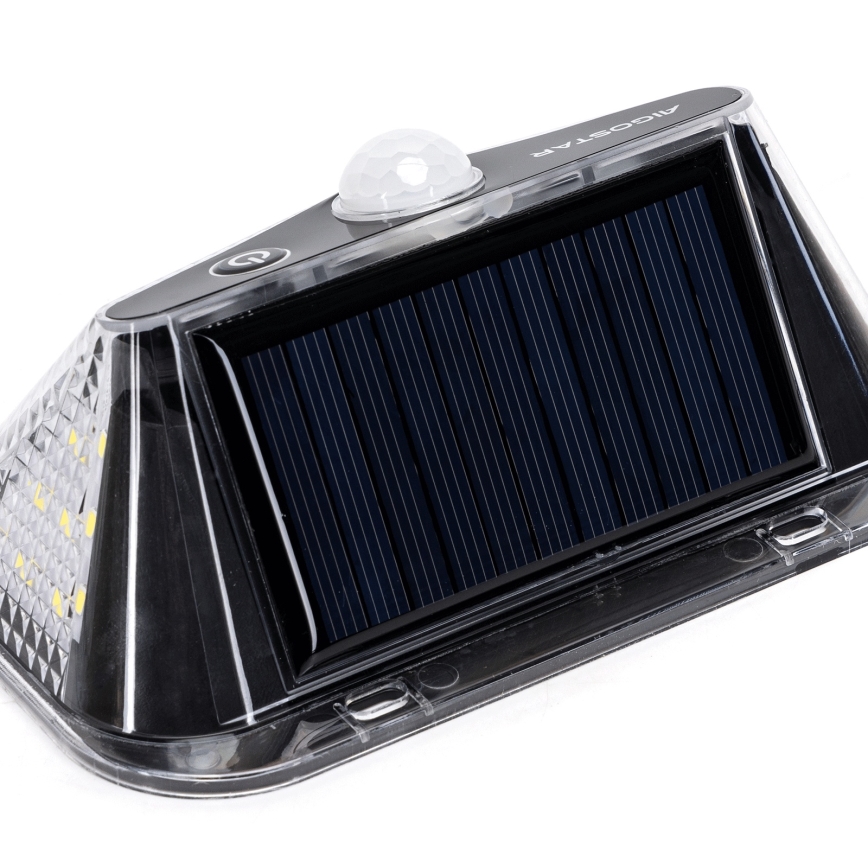 Aigostar - LED-solarlampa med sensor, LED/3,7 V, 6500 K, 500 mAh, IP65, svart