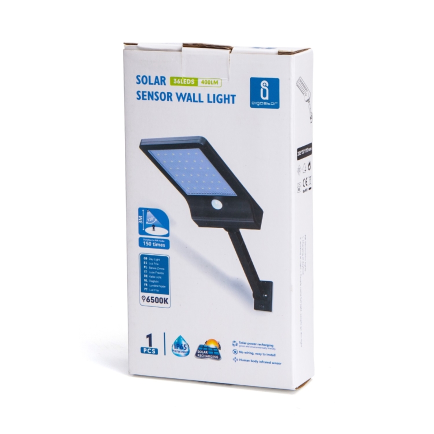 Aigostar - LED solcellsgatlykta med sensor LED/2,3W/5,5V 1800 mAh IP65