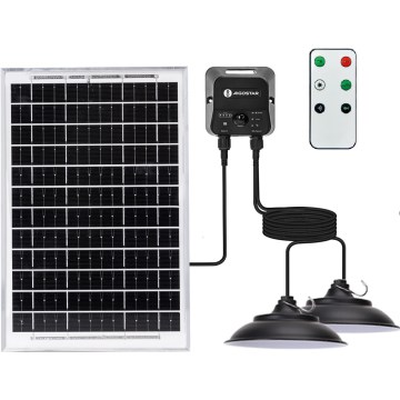 Aigostar - LED solarlampa med sensor 2xLED/35W/12V 6000 mAh 6500K IP65 Ø 15 cm + fjärrkontroll