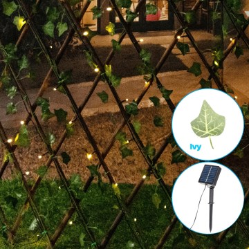 Aigostar - LED Solarljusslinga 148xLED/2x1,2m IP65 300 mAh varmvit murgröna