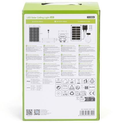 Aigostar - LED Solcellsbelysning LED/35W/12V 3000 mAh 6500K diameter 16,8 cm + fjärrkontroll