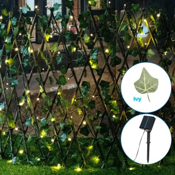 Aigostar - LED-solcellsdekoration 102xLED/2x0,7 m IP65 300 mAh varmvit murgröna