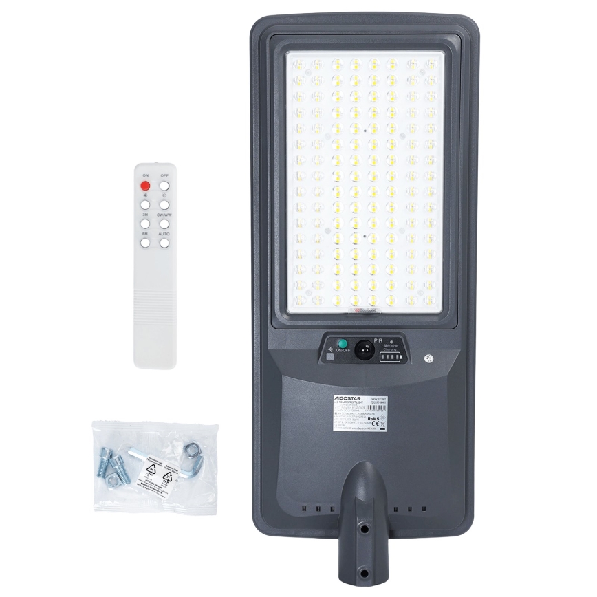 Aigostar - LED solcellsgatlykta med sensor LED/300W/3,2V 3600mAh + fjärrkontroll