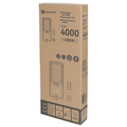 Aigostar - LED solcellsgatlykta med sensor LED/300W/3,2V 3600mAh + fjärrkontroll