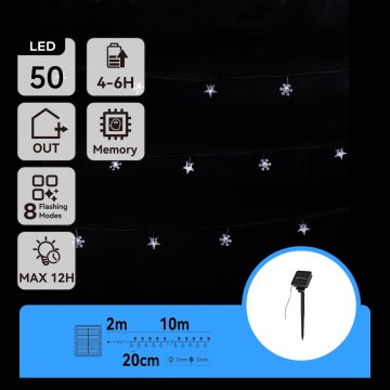 Aigostar - LED-solcellsdriven julslinga 50 LED/8 funktioner 12 m IP65 800 mAh kallvit