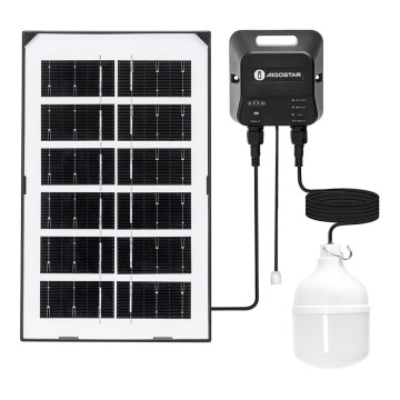 Aigostar - LED solcellsdriven ljuskrona LED/35W/12V 3000 mAh 6500 K IP65 Ø 10 cm + fjärrkontroll