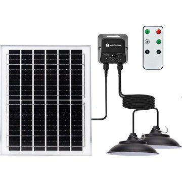 Aigostar - LED solcellsdriven ljuskrona med rörelsesensor, 2 x LED, 70 W, 12 V, 12000 mAh, 6500K, Ø 23,5 cm + fjärrkontroll