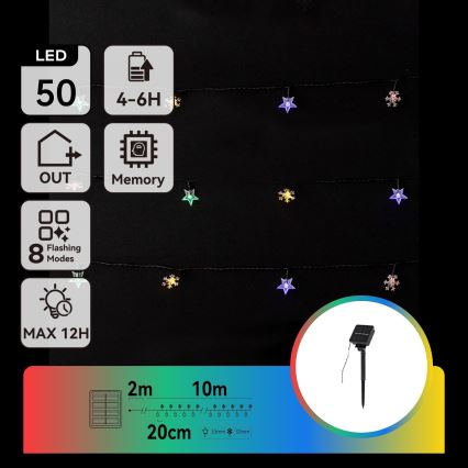 Aigostar - LED-solcellsslinga 50xLED/8 ljuslägen 800 mAh 12m IP65 färgskiftande