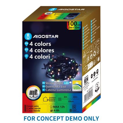 Aigostar - LED solcellsdriven ljusslinga för jul 200 LED/8 ljuslägen, 22 m, IP65, flerfärgad, 800 mAh