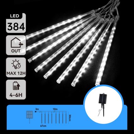 Aigostar - LED-solcellsdriven julslinga 384xLED/13m IP65 1200 mAh kallvit